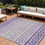 8' X 10' Purple Lavender And Ivory Geometric Washable Indoor Outdoor Area Rug