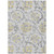 10' X 14' Silver Gray And Gold Floral Washable Indoor Outdoor Area Rug