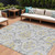 10' X 14' Silver Gray And Gold Floral Washable Indoor Outdoor Area Rug - 608219266806
