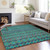 8' X 10' Teal Blue And Navy Blue Quatrefoil Washable Indoor Outdoor Area Rug