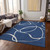 9' X 12' Navy Blue And Ivory Abstract Washable Indoor Outdoor Area Rug Transitional Style - Navy Blue, Ivory Color