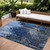 10' X 14' Navy Blue And Denim Blue Abstract Washable Indoor Outdoor Area Rug