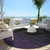 8' Eggplant Purple And Charcoal Round Abstract Washable Indoor Outdoor Area Rug