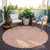 8' Salmon And Ivory Round Abstract Washable Indoor Outdoor Area Rug Transitional Style - Salmon, Ivory Color
