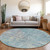 8' Blue Round Abstract Washable Indoor Outdoor Area Rug Transitional Style - Blue Color