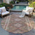 8' Brown Round Geometric Washable Indoor Outdoor Area Rug - Brown