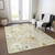 8' X 10' Wheat And Ivory Floral Washable Indoor Outdoor Area Rug