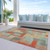 8' X 10' Sage Gray And Orange Geometric Washable Indoor Outdoor Area Rug