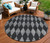 8' Charcoal Round Geometric Washable Indoor Outdoor Area Rug