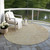 8' Ivory And Brown Round Abstract Washable Indoor Outdoor Area Rug