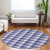 8' Navy Blue Purple And Beige Round Plaid Washable Indoor Outdoor Area Rug