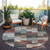 8' Orange Copper And Charcoal Round Geometric Washable Indoor Outdoor Area Rug
