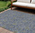 8' X 10' Denim Blue Navy Blue And Gray Floral Washable Indoor Outdoor Area Rug