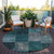 8' Teal Blue Aqua And Charcoal Round Patchwork Washable Indoor Outdoor Area Rug