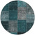 8' Teal Blue Aqua And Charcoal Round Patchwork Washable Indoor Outdoor Area Rug