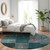 8' Teal Blue Aqua And Charcoal Round Patchwork Washable Indoor Outdoor Area Rug