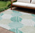 8' X 10' Teal Blue Ivory And Taupe Geometric Washable Indoor Outdoor Area Rug