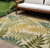 10' X 14' Ivory Green Yellow Blue And Dark Green Palm Leaf Indoor Outdoor Area Rug