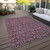 9' X 12' Merlot Mauve And Ivory Floral Washable Indoor Outdoor Area Rug