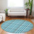 8' Teal Blue Ivory And Brown Round Plaid Washable Indoor Outdoor Area Rug