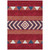 10' X 14' Red White And Navy Blue Southwestern Washable Indoor Outdoor Area Rug