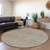 8' Brown And Beige Round Geometric Washable Indoor Outdoor Area Rug Transitional Style - Brown, Beige Color