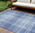 8' X 10' Denim Blue And Ivory Plaid Washable Indoor Outdoor Area Rug