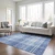 8' X 10' Denim Blue And Ivory Plaid Washable Indoor Outdoor Area Rug