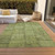 9' X 12' Fern Green And Artichoke Green Patchwork Washable Indoor Outdoor Area Rug