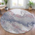 8' Blush And Gray Round Abstract Washable Indoor Outdoor Area Rug - Blush, Gray