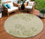 8' Khaki Ivory And Green Round Floral Washable Indoor Outdoor Area Rug