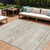 8' X 10' Beige Taupe And Ivory Abstract Washable Indoor Outdoor Area Rug - Beige, Taupe, Ivory