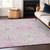 10' X 14' Pink Ivory And Gray Floral Washable Indoor Outdoor Area Rug