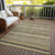 10' X 14' Chocolate And Taupe Striped Washable Indoor Outdoor Area Rug