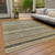 10' X 14' Chocolate And Taupe Striped Washable Indoor Outdoor Area Rug