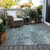 10' X 14' Teal Blue Charcoal And Gray Abstract Washable Indoor Outdoor Area Rug