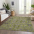 10' X 14' Olive Green Gray And Charcoal Oriental Washable Indoor Outdoor Area Rug
