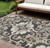 9' X 12' Charcoal And Taupe Damask Washable Indoor Outdoor Area Rug