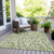 9' X 12' Green And Ivory Tribal Washable Indoor Outdoor Area Rug