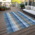 8' X 10' Denim Blue Sky Blue And Beige Plaid Washable Indoor Outdoor Area Rug