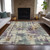 8' X 10' Linen Purple And Gold Abstract Washable Indoor Outdoor Area Rug
