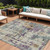8' X 10' Linen Purple And Gold Abstract Washable Indoor Outdoor Area Rug