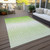 8' X 10' Lime Green And Ivory Striped Washable Indoor Outdoor Area Rug