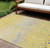 8' X 10' Yellow And Gold Abstract Washable Indoor Outdoor Area Rug