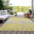 8' X 10' Yellow And Gold Abstract Washable Indoor Outdoor Area Rug