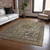 10' X 14' Brown And Denim Blue Medallion Washable Indoor Outdoor Area Rug