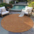 8' Brown Gray And Gold Round Polka Dot Washable Indoor Outdoor Area Rug