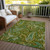 9' X 12' Green Paisley Washable Non Skid Indoor Outdoor Area Rug