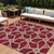 8' X 10' Burgundy And Gold Geometric Washable Indoor Outdoor Area Rug