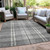 8' X 10' Gray Black And Ivory Plaid Washable Indoor Outdoor Area Rug